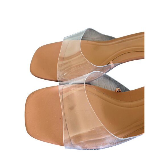 Zara Womens Clear Strap Square Toe Mule Heels Size 11.5 - Picture 3 of 11